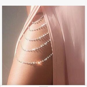 Body jewelry leg thigh garter rhinestone crystal harness strap chain gothic sexy